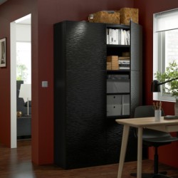 ترکیب ذخیره سازی با درب ایکیا مدل IKEA BESTÅ رنگ مشکی-قهوه ای/مشکی لاکسویکن