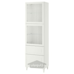 ترکیب ذخیره سازی با درب های شیشه ای ایکیا مدل IKEA BESTÅ رنگ سفید اسمویکن/استویک/سفید شیشه شفاف کبارپ