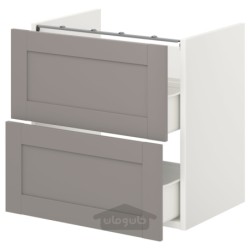 کابینت ظرفشویی 2 کشو ایکیا مدل IKEA ENHET رنگ قاب جلوی کشو خاکستری