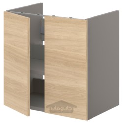 کابینت کف برای ظرفشویی با قفسه/درب ایکیا مدل IKEA ENHET رنگ جلوه بلوط درب