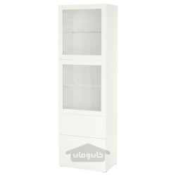 ترکیب ذخیره سازی با درب های شیشه ای ایکیا مدل IKEA BESTÅ رنگ سفید/شیشه شفاف سفید لاپویکن