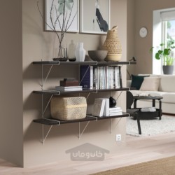 ترکیب قفسه دیواری ایکیا مدل IKEA BERGSHULT / PERSHULT رنگ قهوه ای-مشکی/سفید