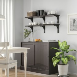 ترکیب قفسه دیواری ایکیا مدل IKEA BERGSHULT / RAMSHULT رنگ قهوه ای-مشکی