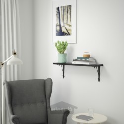 قفسه دیواری ایکیا مدل IKEA BERGSHULT / KROKSHULT رنگ قهوه ای-مشکی/آنتراسیت