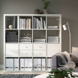 واحد قفسه بندی با 4 محفظه درجی ایکیا مدل IKEA KALLAX رنگ براق/سفید