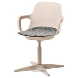 صندلی گردان + پد ایکیا مدل IKEA ODGER رنگ سفید/بژ