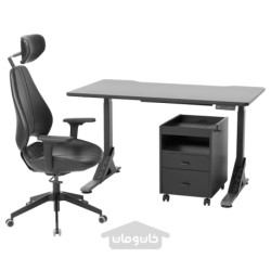میز تحریر، صندلی و واحد کشو ایکیا مدل IKEA UPPSPEL / GRUPPSPEL رنگ مشکی/مشکی بزرگ