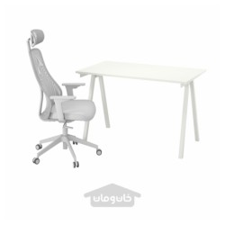 میز تحریر و صندلی ایکیا مدل IKEA TROTTEN / MATCHSPEL رنگ سفید/خاکستری روشن