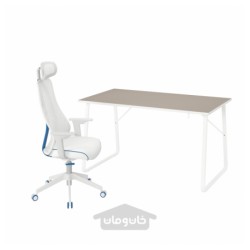 میز و صندلی بازی ایکیا مدل IKEA HUVUDSPELARE / MATCHSPEL رنگ بژ/سفید