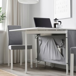 میز Gateleg با انباری ایکیا مدل IKEA KALLHÄLL رنگ سفید/خاکستری روشن