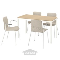 میز و صندلی کنفرانس ایکیا مدل IKEA TOMMARYD / LÄKTARE رنگ روکش بلوط با رنگ سفید/سفید بژ روشن