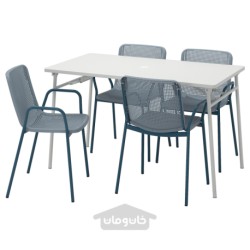 میز + 4 صندلی راحتی، فضای باز ایکیا مدل IKEA TORPARÖ رنگ سفید تورپارو/خاکستری-آبی روشن
