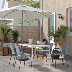 میز + 4 صندلی راحتی، فضای باز ایکیا مدل IKEA TORPARÖ رنگ سفید تورپارو/خاکستری-آبی روشن