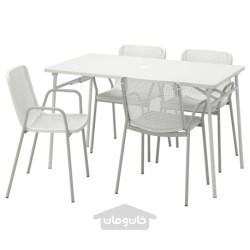 میز + 4 صندلی راحتی، فضای باز ایکیا مدل IKEA TORPARÖ رنگ تورپارو سفید/سفید/خاکستری