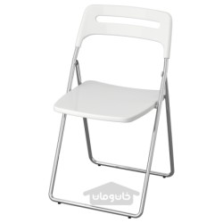 صندلی تاشو ایکیا مدل IKEA NISSE رنگ سفید براق/روکش کروم