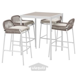 میز بار و 4 عدد چهارپایه بار ایکیا مدل IKEA SEGERÖN رنگ سفید فضای باز سگرون/بژ/فروسون/بژ دووهولمن