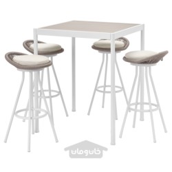میز بار و 4 عدد چهارپایه بار ایکیا مدل IKEA SEGERÖN رنگ سگرون چرخشی در فضای باز/سفید/فروسون/دووهولمن