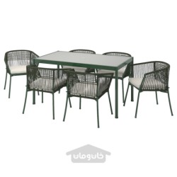 میز + 6 صندلی راحتی، در فضای باز ایکیا مدل IKEA SEGERÖN رنگ سبز تیره سگرون/فروسون/بژ دووهولمن