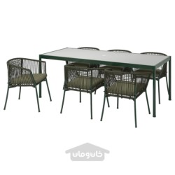 میز + 6 صندلی راحتی، در فضای باز ایکیا مدل IKEA SEGERÖN رنگ سبز تیره سگرون/فروسون/بژ تیره سبز دووهولمن