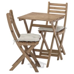 میز + 2 صندلی، فضای باز ایکیا مدل IKEA ASKHOLMEN رنگ رنگ قهوه ای روشن آسخولمن/خاکستری کودارنا