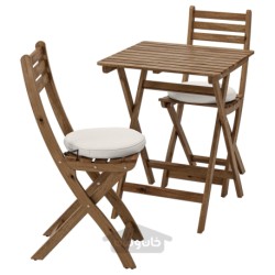 میز و 2 عدد صندلی تاشو، فضای باز ایکیا مدل IKEA ASKHOLMEN رنگ رنگ قهوه ای روشن آسخولمن/فروسون/بژ دووهولمن