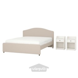 مبلمان اتاق خواب ست 3 عددی ایکیا مدل IKEA HAUGA رنگ لوفالت بژ/سفید