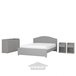 مبلمان اتاق خواب ست 4 عددی ایکیا مدل IKEA HAUGA رنگ خاکستری ویسل
