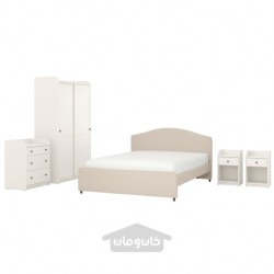 مبلمان اتاق خواب، مجموعه 5 عددی ایکیا مدل IKEA HAUGA رنگ لوفالت بژ/سفید