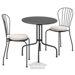 میز + 2 صندلی، فضای باز ایکیا مدل IKEA LÄCKÖ رنگ خاکستری لاکو/فروسون/بژ دووهولمن