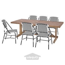 میز + 6 صندلی، فضای باز ایکیا مدل IKEA NORRMANSÖ / VASSHOLMEN رنگ اقاقیا/سفید سیاه