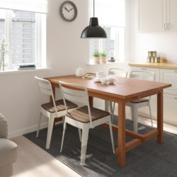 میز و 4 عدد صندلی ایکیا مدل IKEA NORDVIKEN / NORRMANSÖ رنگ لکه عتیقه