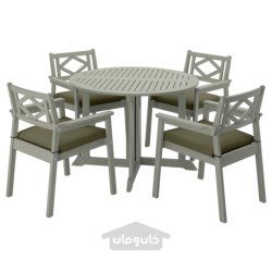 میز + 4 صندلی راحتی، فضای باز ایکیا مدل IKEA BONDHOLMEN رنگ باندهولمن خاکستری رنگ شده/فروسون/بژ تیره-سبز دووهولمن