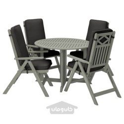 میز + 4 صندلی تکیه دار، فضای باز ایکیا مدل IKEA BONDHOLMEN رنگ باندهولمن خاکستری رنگ شده/جارپو/آنتراسیت دووهولمن