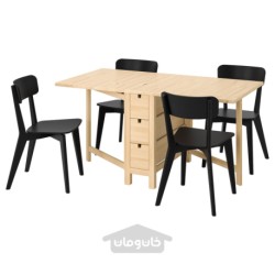 میز و 4 عدد صندلی ایکیا مدل IKEA NORDEN / LISABO رنگ توس