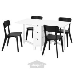 میز و 4 عدد صندلی ایکیا مدل IKEA NORDEN / LISABO رنگ سفید