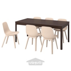 میز و 6 عدد صندلی ایکیا مدل IKEA EKEDALEN / ODGER رنگ قهوه ای تیره