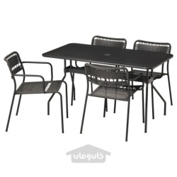میز + 4 صندلی، فضای باز ایکیا مدل IKEA VIHOLMEN / LÄCKÖ رنگ خاکستری تیره/خاکستری تیره