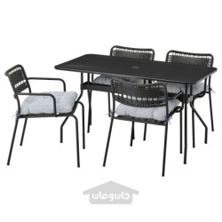 میز + 4 صندلی راحتی، فضای باز ایکیا مدل IKEA VIHOLMEN / LÄCKÖ رنگ خاکستری تیره/آبی کلوسان