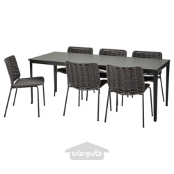 میز + 6 صندلی، فضای باز ایکیا مدل IKEA TEGELÖN / TEGELÖN رنگ خاکستری تیره/مشکی