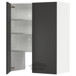 کابینت دیواری برای هود استخراج با قفسه/درب ایکیا مدل IKEA METOD رنگ آنتراسیت مات نیکبو