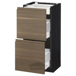 کابینت کف با 2 جلو / 3 کشو ایکیا مدل IKEA METOD / MAXIMERA رنگ جلوه چوب مشکی