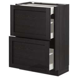 کابینت کف با 2 جلو / 3 کشو ایکیا مدل IKEA METOD رنگ جلوه چوب مشکی