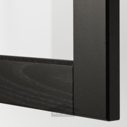 کابینت دیواری گوشه ای با قفسه/درب شیشه ای ایکیا مدل IKEA METOD رنگ جلوه چوب مشکی