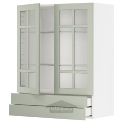 کابینت دیواری با 2 درب شیشه ای / 2 کشو ایکیا مدل IKEA METOD / MAXIMERA