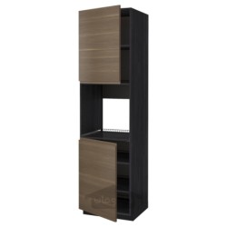 کابینت بلند برای فر با 2 درب/قفسه ایکیا مدل IKEA METOD رنگ جلوه چوب مشکی