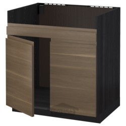 کابینت کف برای سینک دو کاسه ای HAVSEN ایکیا مدل IKEA METOD رنگ جلوه چوب مشکی