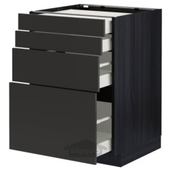 کابینت کف 4 جلو/4 کشو ایکیا مدل IKEA METOD / MAXIMERA رنگ جلوه چوب مشکی