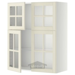 کابینت دیواری با قفسه/4 در شیشه ای ایکیا مدل IKEA METOD رنگ سفید