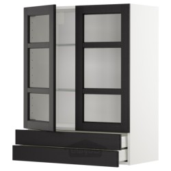 کابینت دیواری با 2 درب شیشه ای / 2 کشو ایکیا مدل IKEA METOD / MAXIMERA رنگ سفید