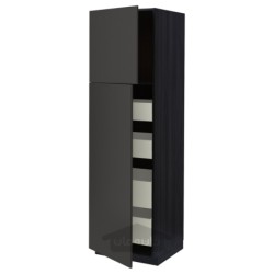 کابینت بلند با 2 درب / 4 کشو ایکیا مدل IKEA METOD / MAXIMERA رنگ جلوه چوب مشکی